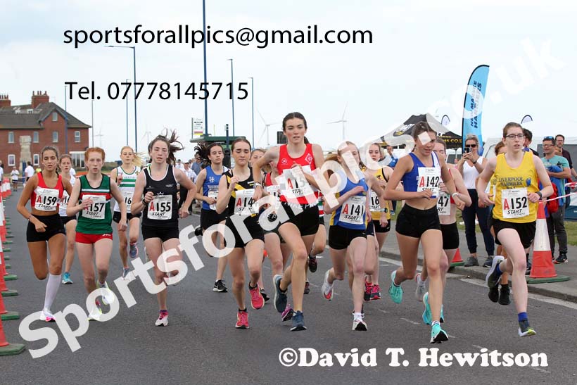 Womens under-17s 2021 Northern 6 and 4 Stage and Young Athletes Road Relays, Redcar. Photo: David T. Hewitson/Sports for All Pics